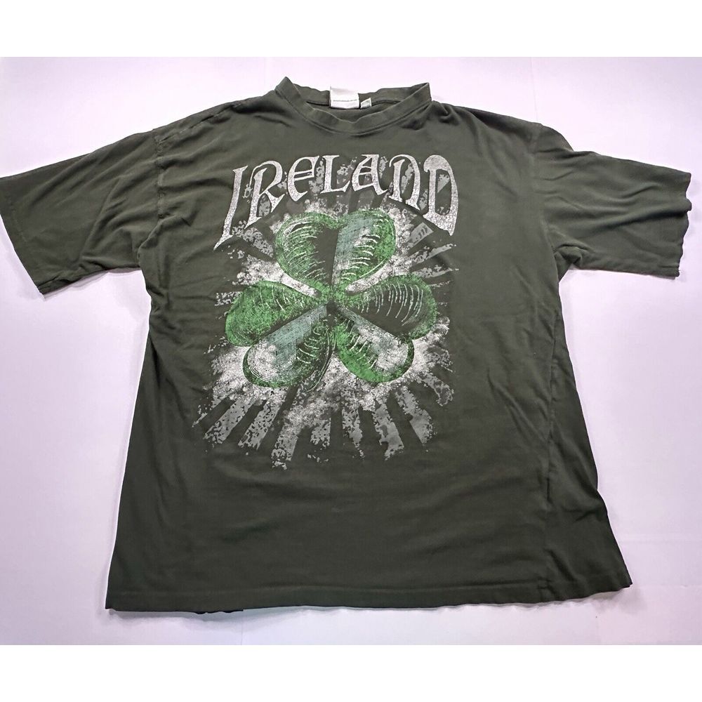 Vtg Ireland Destination T-Shirt Green Graphic Y2K Vibe XL